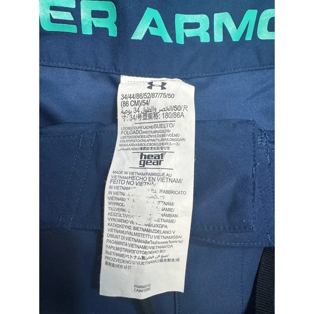 Under Armour Mens Navy Blue Black HeatGear Board Shorts Swim Trunks Size 34
